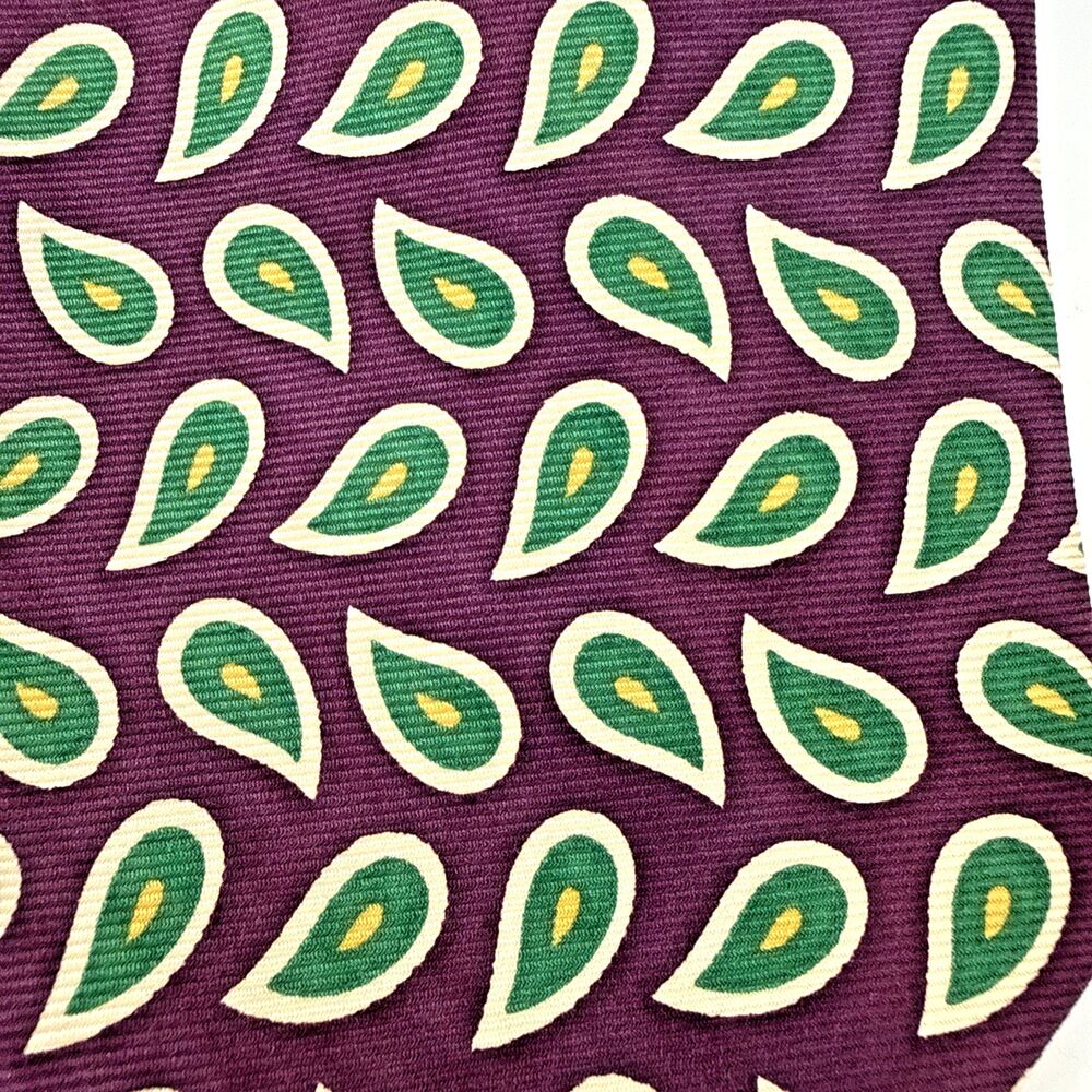 Hugo Boss Italian Silk Repp Tie Necktie Paisley Y2K 57x3.75 Purple Green Preppy